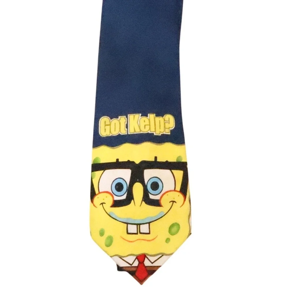 Nickelodeon SpongeBob Got Kelp? Tie Mens Blue Y2K Vintage Cartoon 2003 Novelty